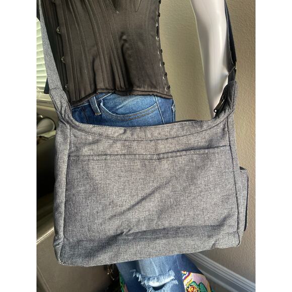 Lug Double Dutch Crossbody Bag Heather Grey RFID Water Bottle Slot - Picture 5 of 9